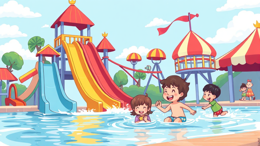미끄럼틀 및 어린이 놀이시설 (illustration 스타일)