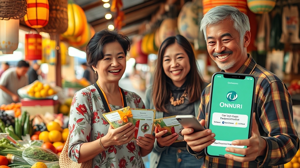 온누리상품권 사용처: 오프라인 (realistic 스타일)