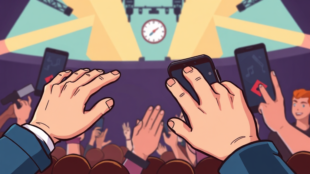 티켓팅 당일 환경 선택 및 시간 관리 (cartoon 스타일)