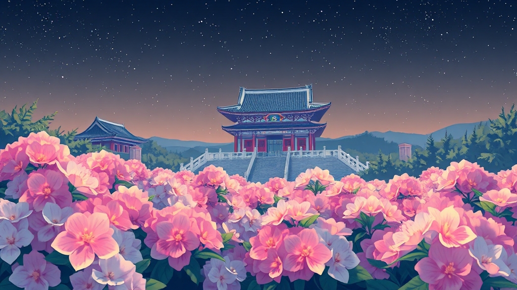 최적 방문 시기와 개화 상황은? (illustration 스타일)