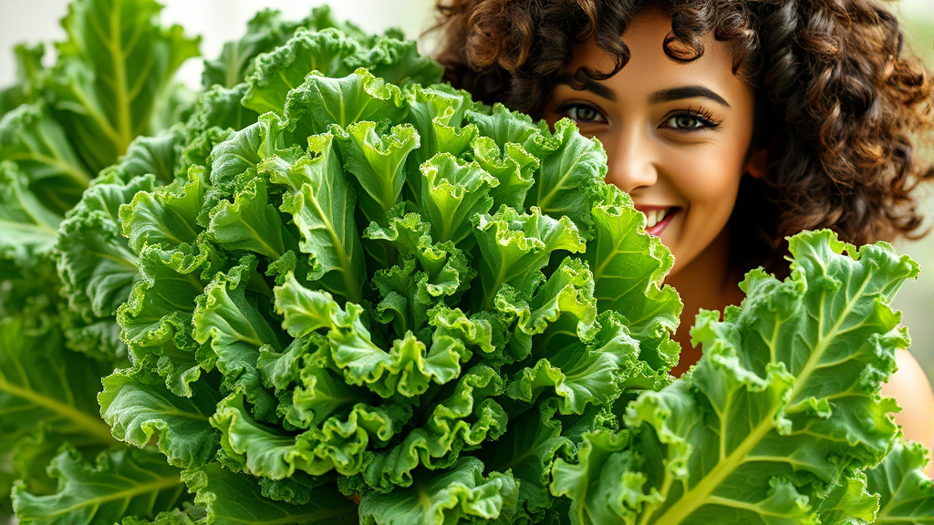 컬리케일 효능: 건강 개선 (realistic 스타일)