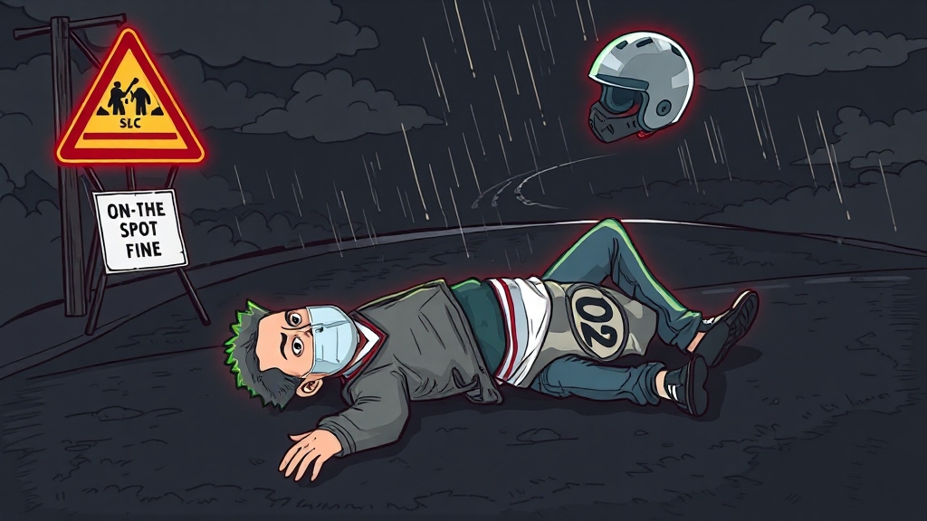 킥보드 사고 관련 형사처벌 사례 (cartoon 스타일)