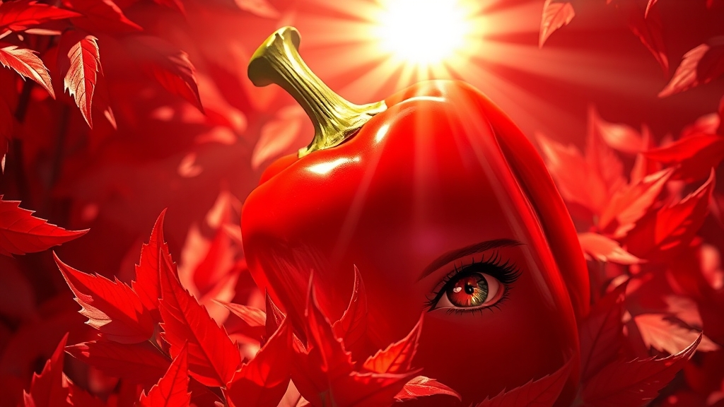 빨간 파프리카, 눈 건강 지킴이 (illustration 스타일)