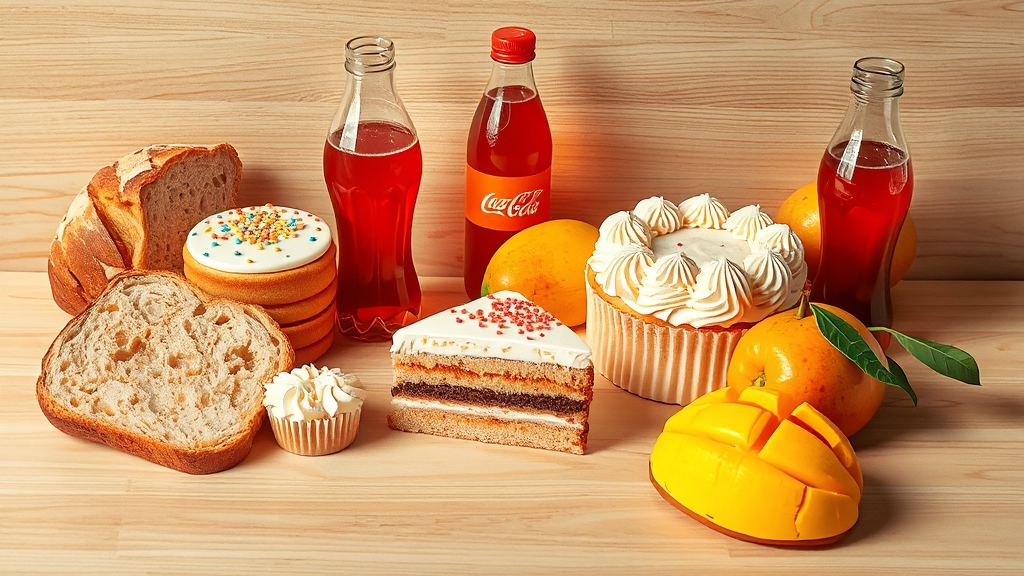 혈당 스파이크를 부르는 음식들 (realistic 스타일)