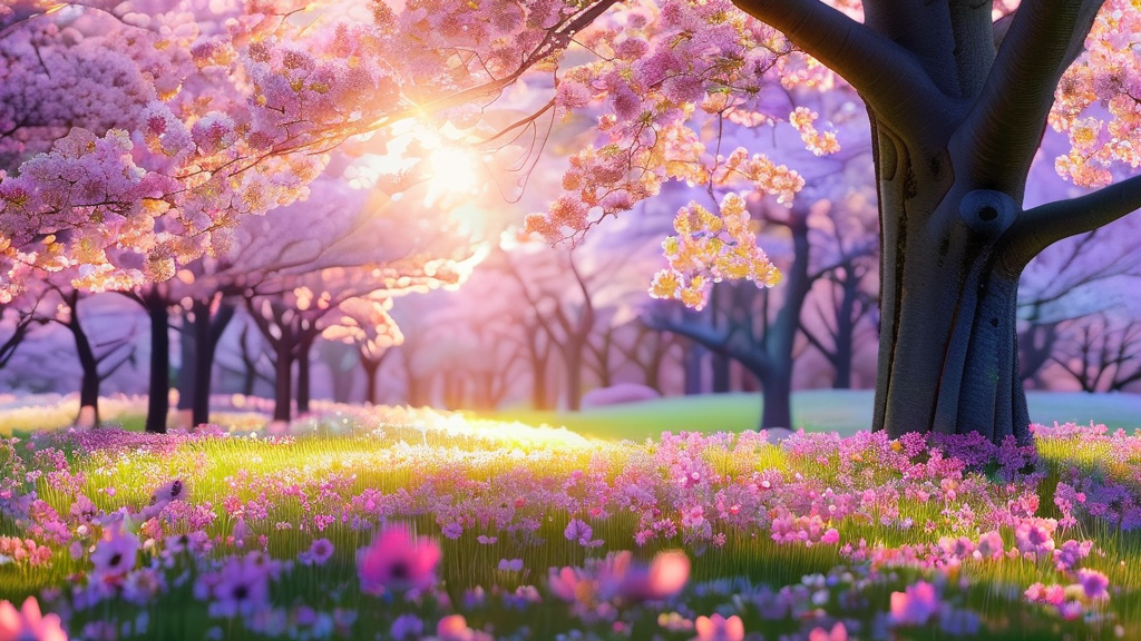 화사한 벚꽃 만개: 베어트리파크 봄꽃 축제 개요 (realistic 스타일)