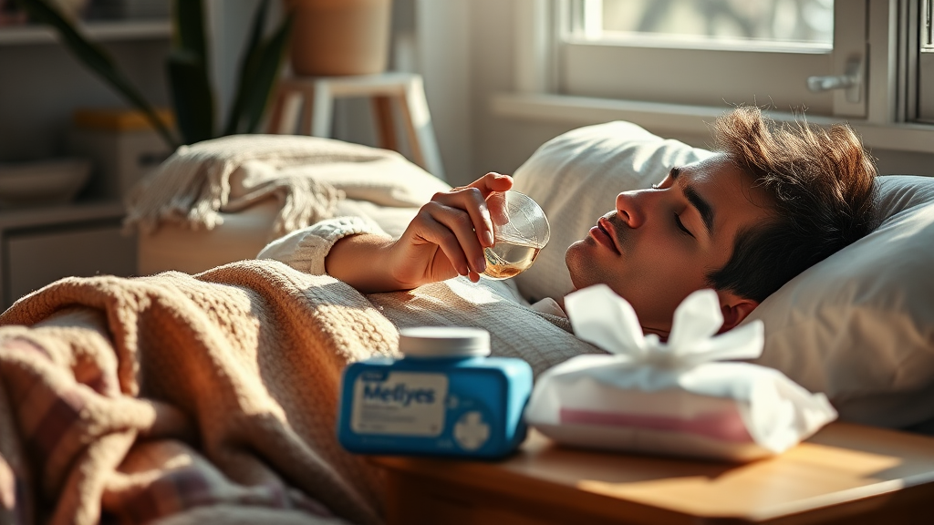 독감 치료 및 관리 방법 (realistic 스타일)