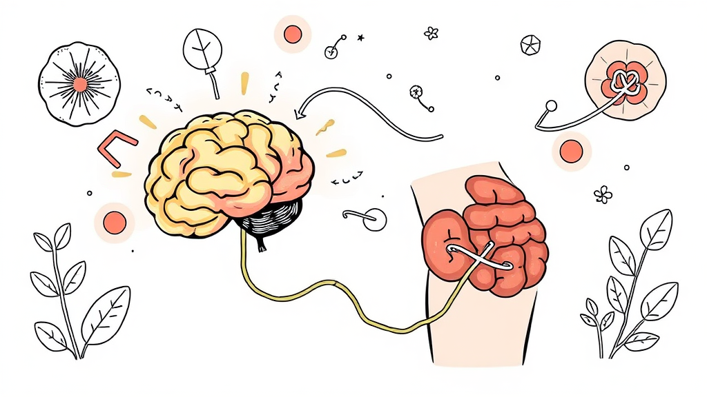 스트레스와 복부 팽만, 마음과 몸의 연결고리 (illustration 스타일)
