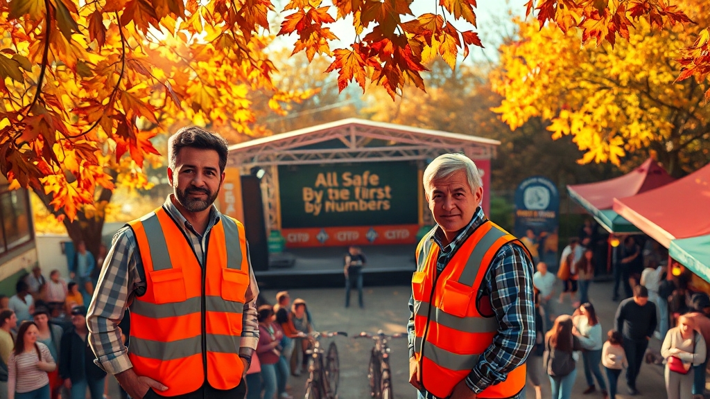 축제 안전 및 편의시설 (realistic 스타일)