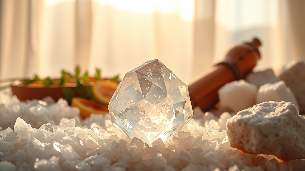 미네랄 소금 섭취 및 활용 (realistic 스타일)