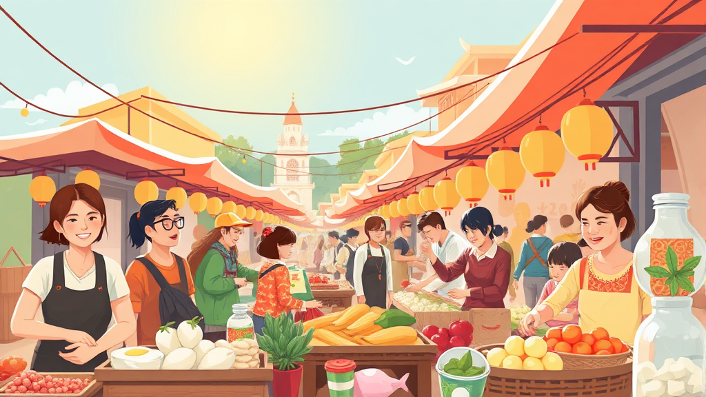 지역 경제 활성화 및 일자리 창출 (illustration 스타일)