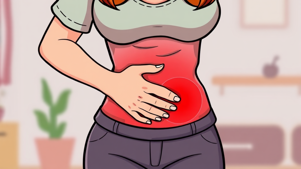 맹장염 초기 증상 (cartoon 스타일)