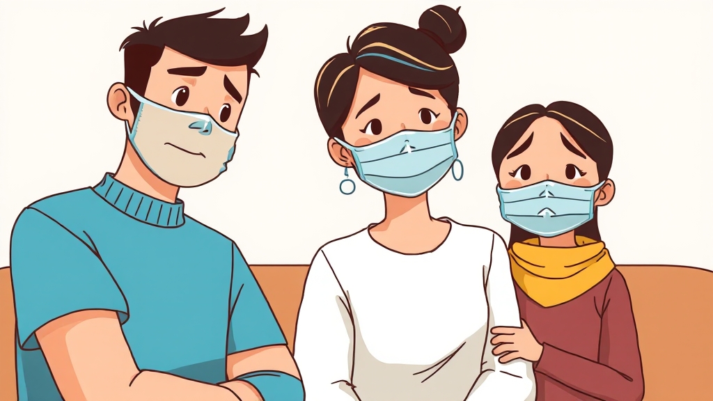 감염 시 가족 및 주변 대처 (cartoon 스타일)