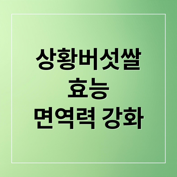 상황버섯쌀
효능
면역력 강화 (상황버섯쌀 효능 부작용)