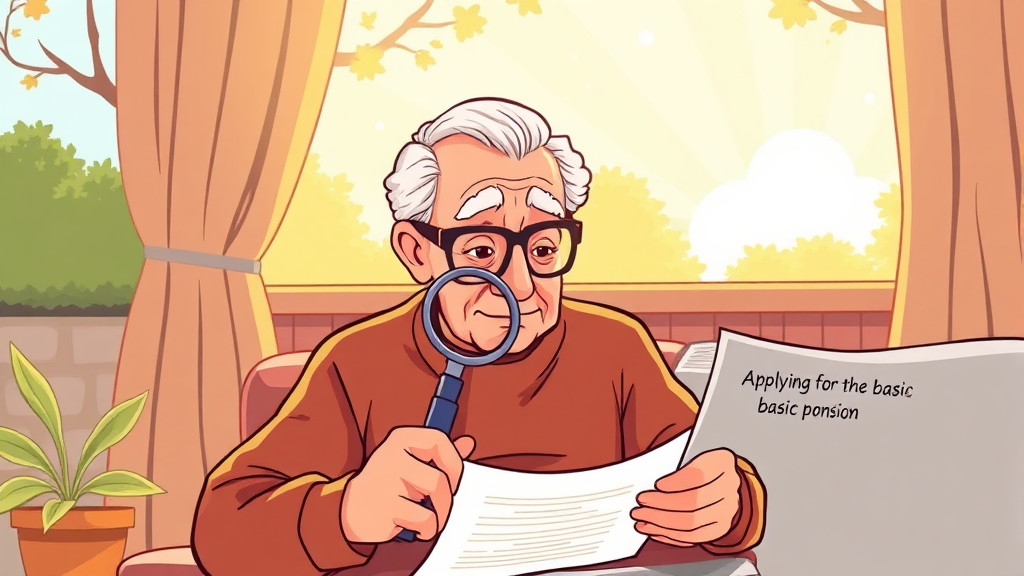 기초연금 신청 방법 (cartoon 스타일)