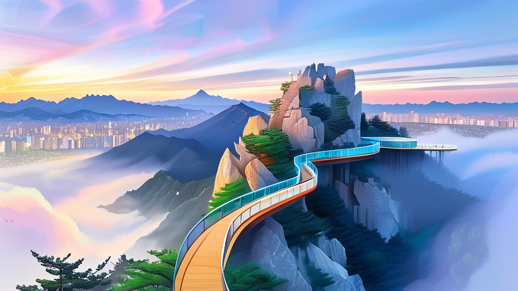 서울 시내를 발아래 두는 특별한 전망 (watercolor 스타일)