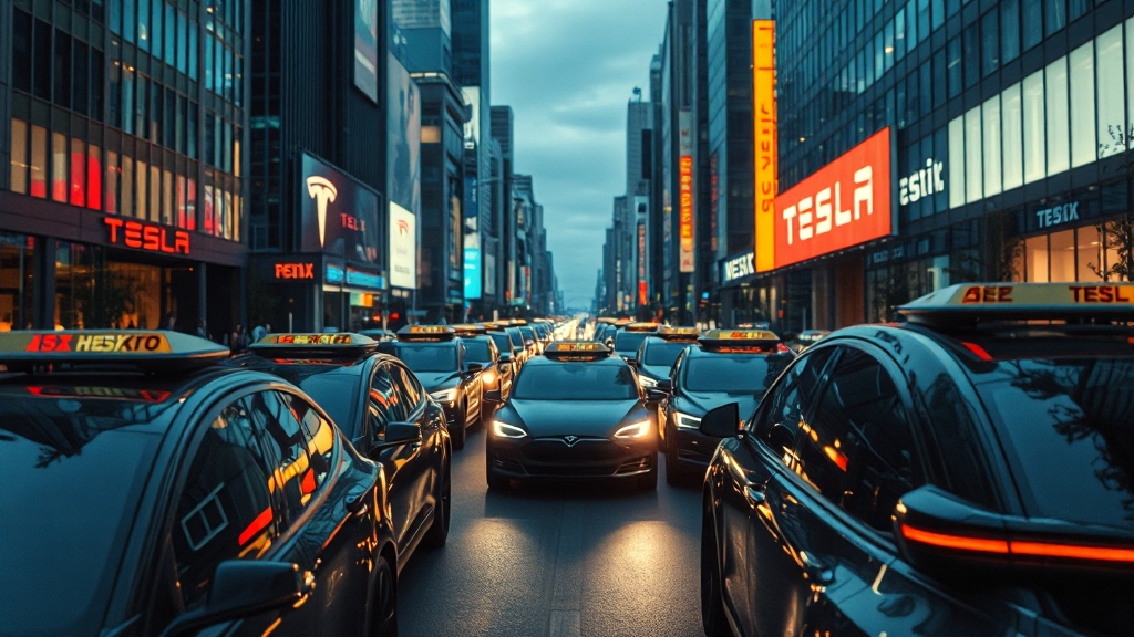 주요 이슈: 머스크, 자율주행, 로보택시 (realistic 스타일)