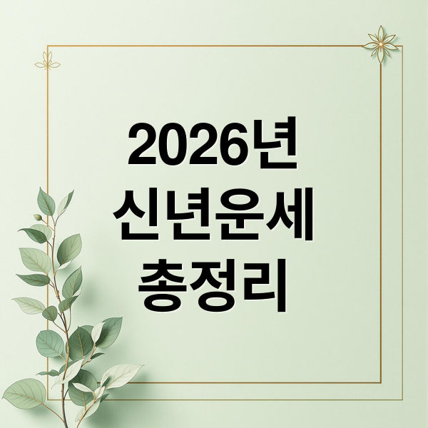 2026년
신년운세
총정리 (2026년 신년운세 미리보기: 사주, 신점, 무료 사이트 정보)