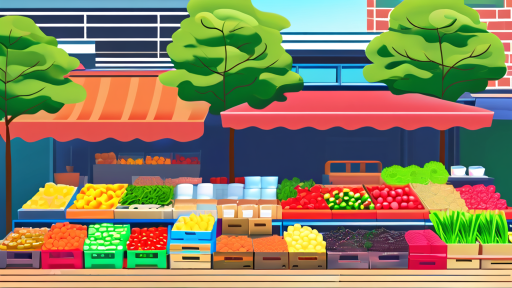 성남 모란시장: 무엇을 살 수 있을까? (illustration 스타일)