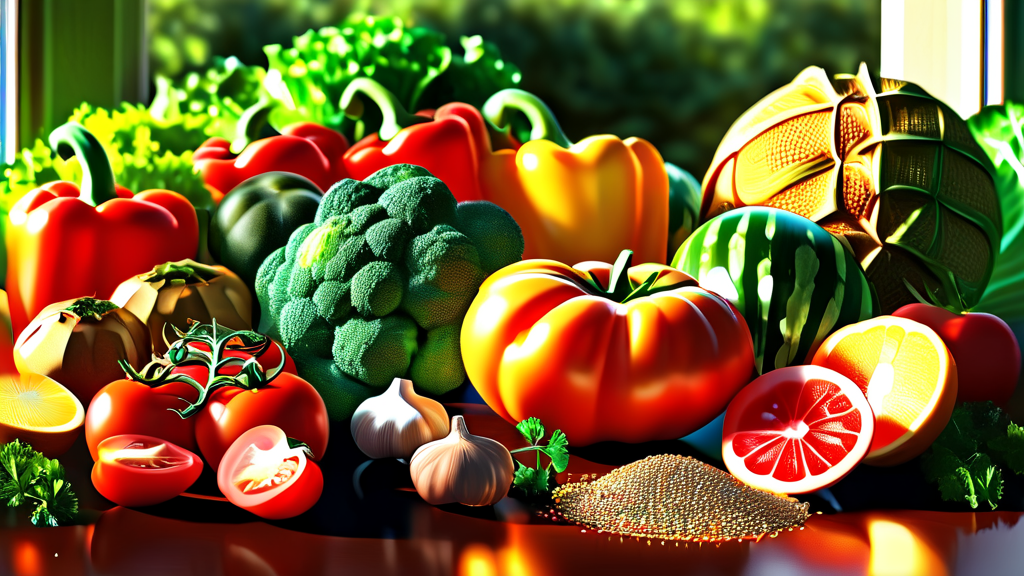 건강한 다이어트 식단의 핵심 재료 (realistic 스타일)