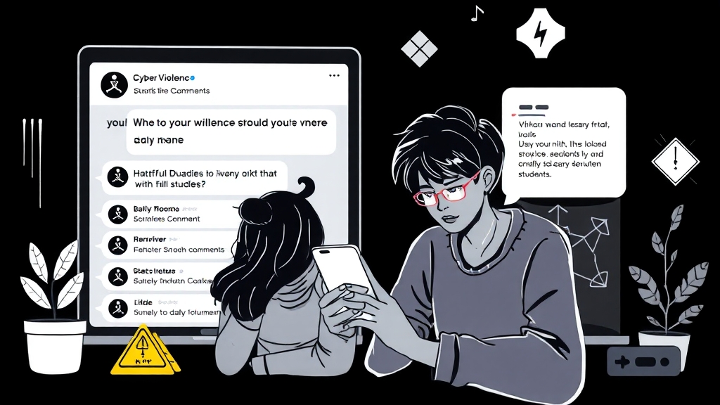 사이버 불링의 주요 유형 (illustration 스타일)