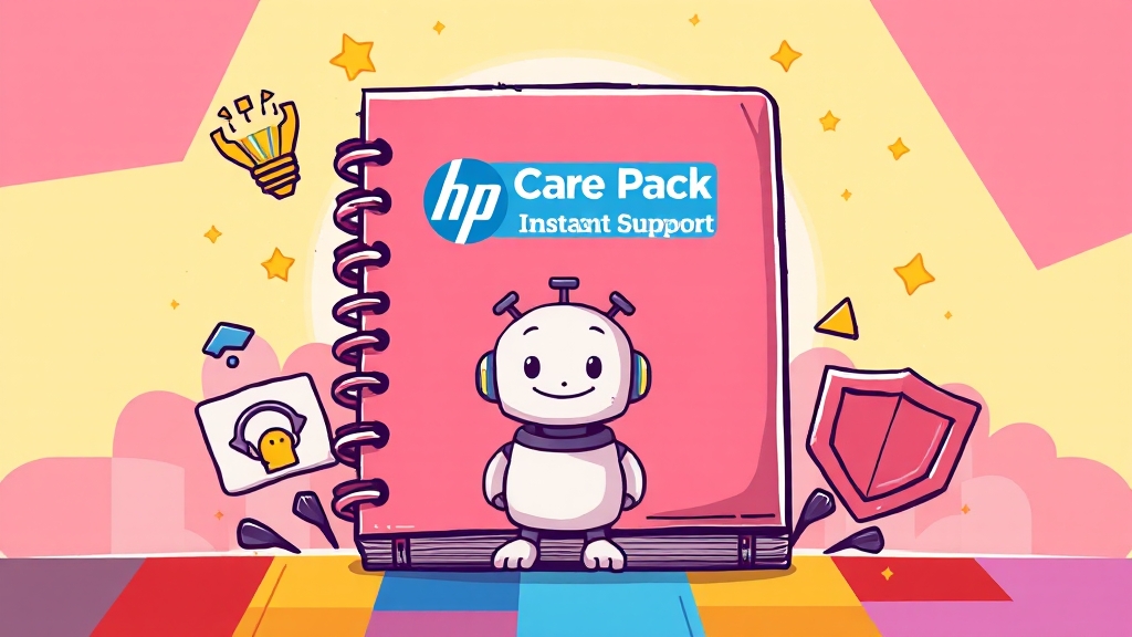HP 고객 지원 서비스: Care Pack & Instant Support (cartoon 스타일)