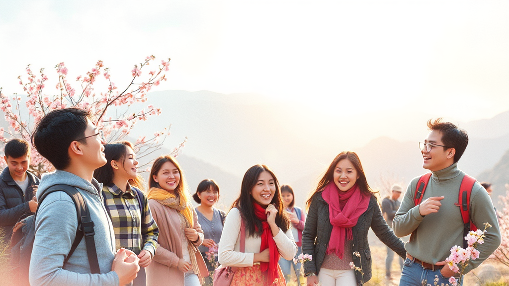 문화 및 축제: ‘여행가는 봄’ 캠페인, 유달산 봄축제 소식 (watercolor 스타일)
