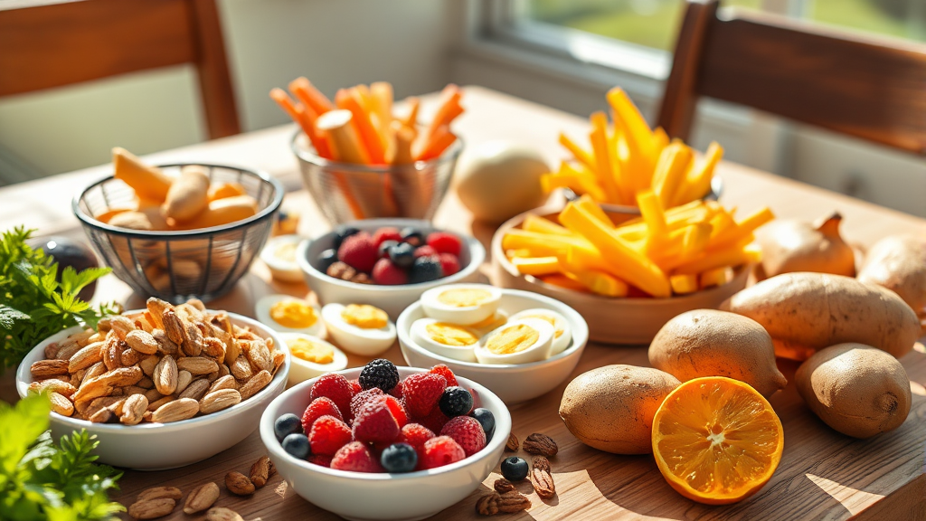 건강한 간식 선택 가이드: 떡 대안 (realistic 스타일)