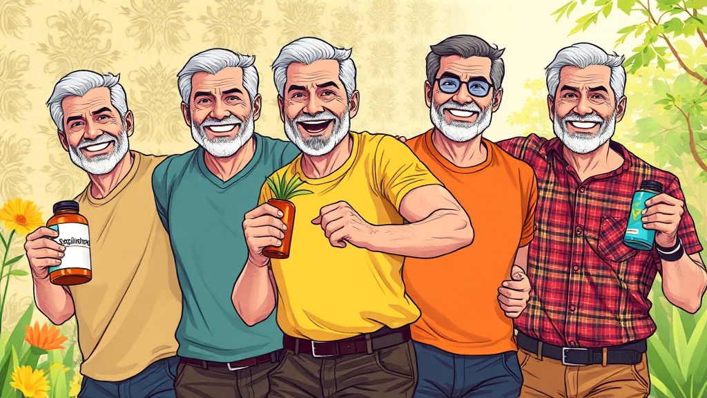 남성 갱년기, 영양제 선택 가이드 (illustration 스타일)