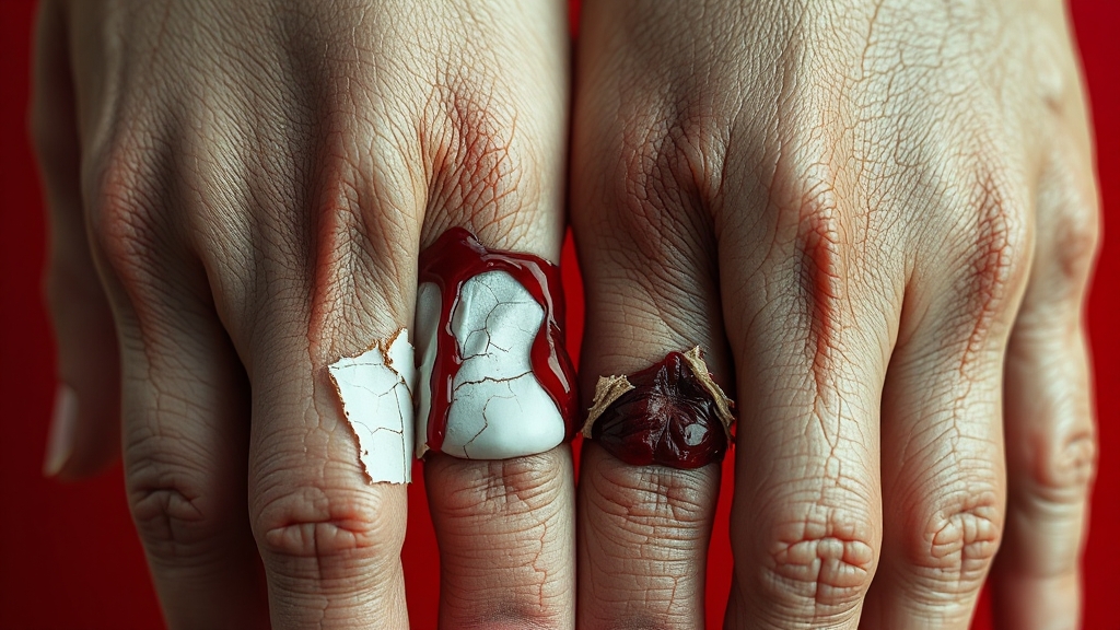 손끝 갈라짐 주요 증상 (realistic 스타일)