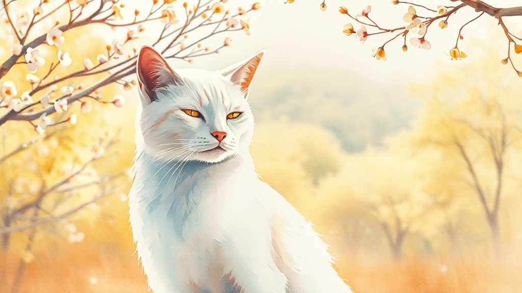 고양이 꿈, 긍정 vs 부정 (watercolor 스타일)