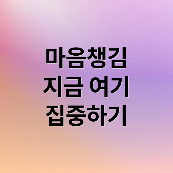 마음챙김
지금 여기
집중하기 (스트레스 해소법 마음챙김)