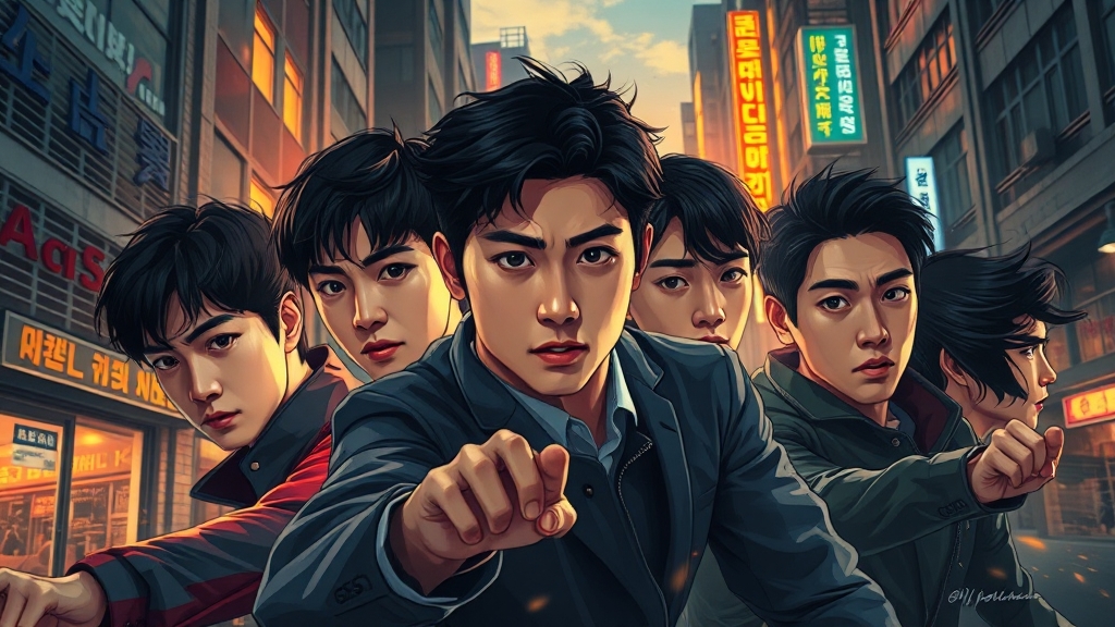 주요 등장인물과 출연진 소개 (illustration 스타일)