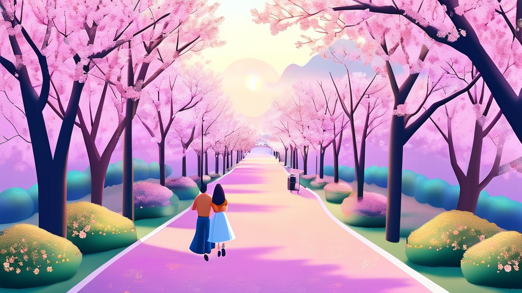 솔내길 벚꽃길의 특별한 아름다움 (illustration 스타일)