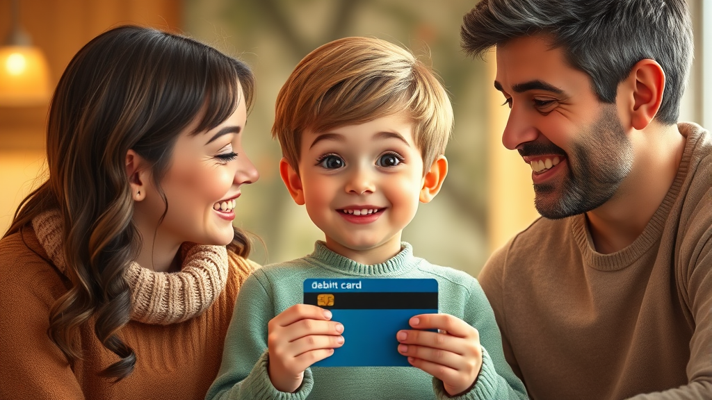 부모님과 함께 배우는 체크카드 사용법 (realistic 스타일)