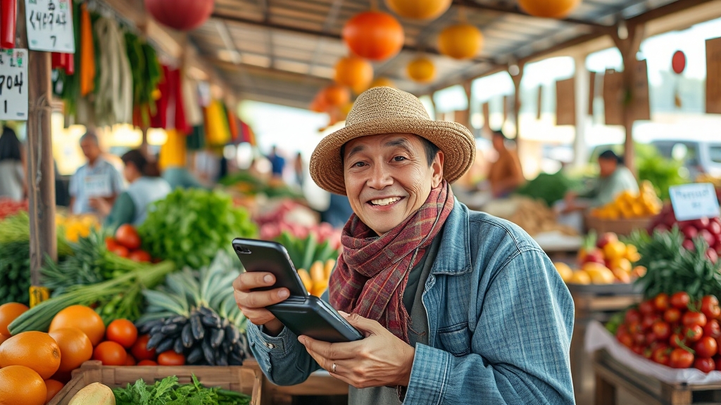 스마트한 농산물 직거래 시대 (realistic 스타일)