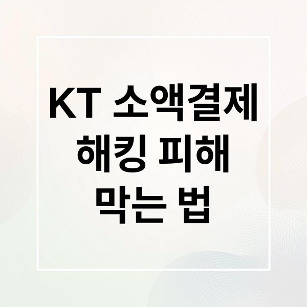 KT 소액결제
해킹 피해
막는 법 (KT 소액결제 해킹 예방)
