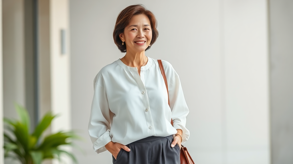 50대 여성, 김희애처럼 멋스럽게 입는 법 (realistic 스타일)