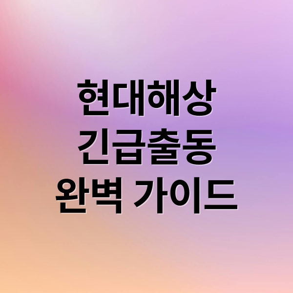 현대해상
긴급출동
완벽 가이드 (현대해상 긴급출동 서비스)