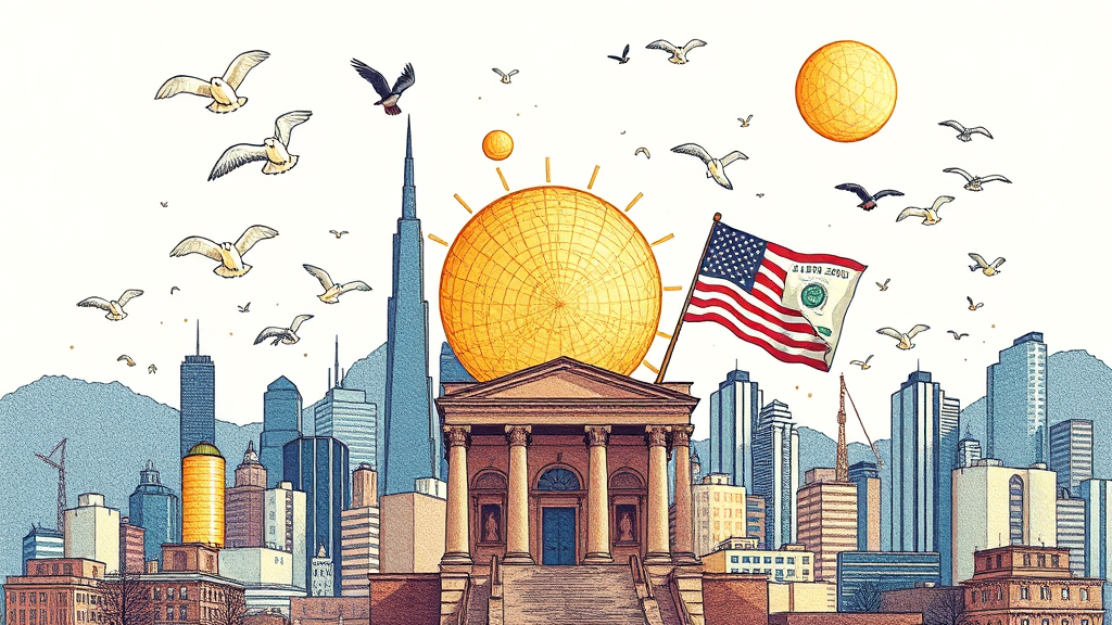 미국 금리와 환율 (illustration 스타일)