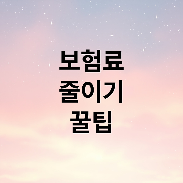 보험료
줄이기
꿀팁 (보험료 줄이기)