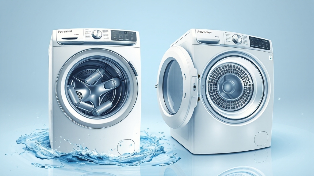 통돌이 vs 드럼, 청소법 차이 (illustration 스타일)