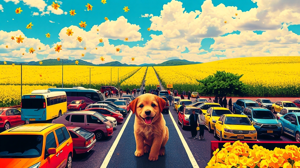 교통 및 주차 정보 (popart 스타일)