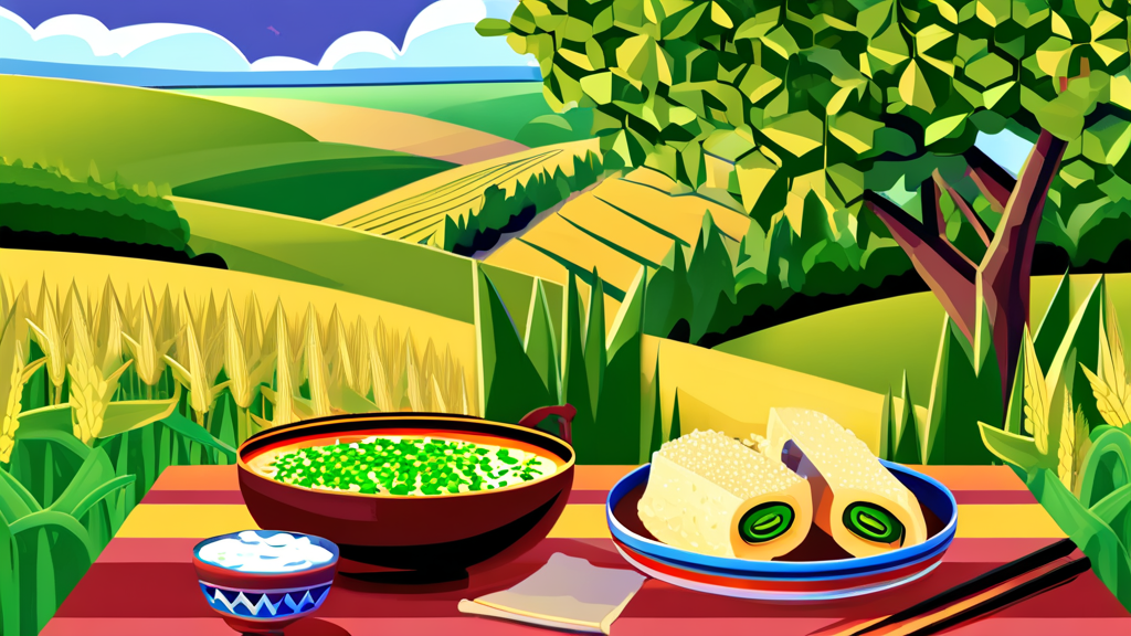 축제 속 즐거움: 먹거리와 주변 가볼 만한 곳 (illustration 스타일)