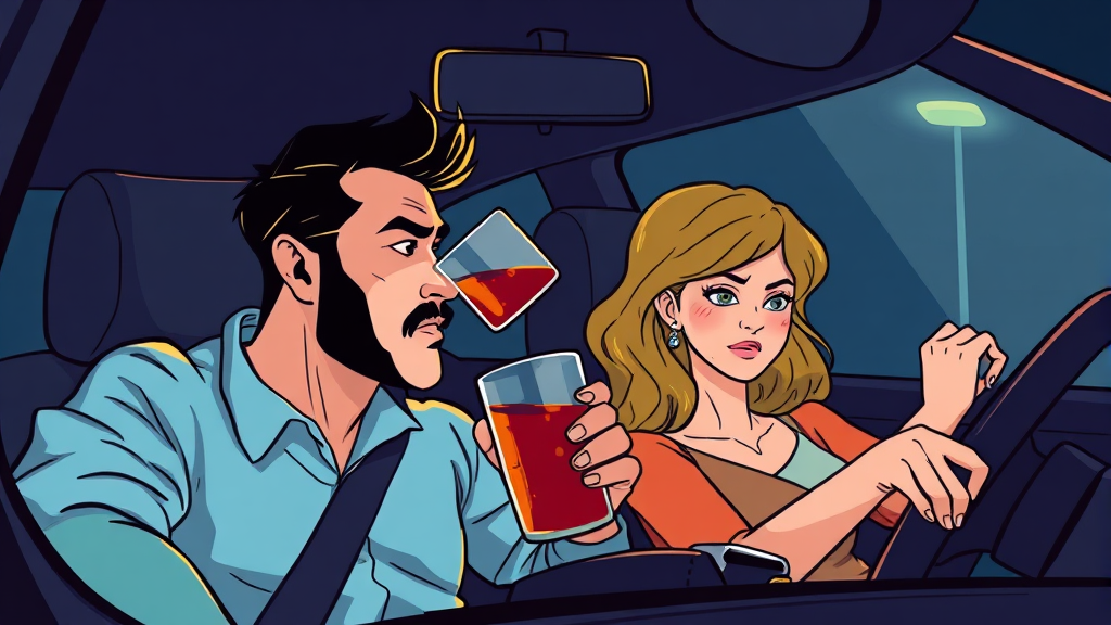 음주 습관과 가정 내 갈등 (illustration 스타일)