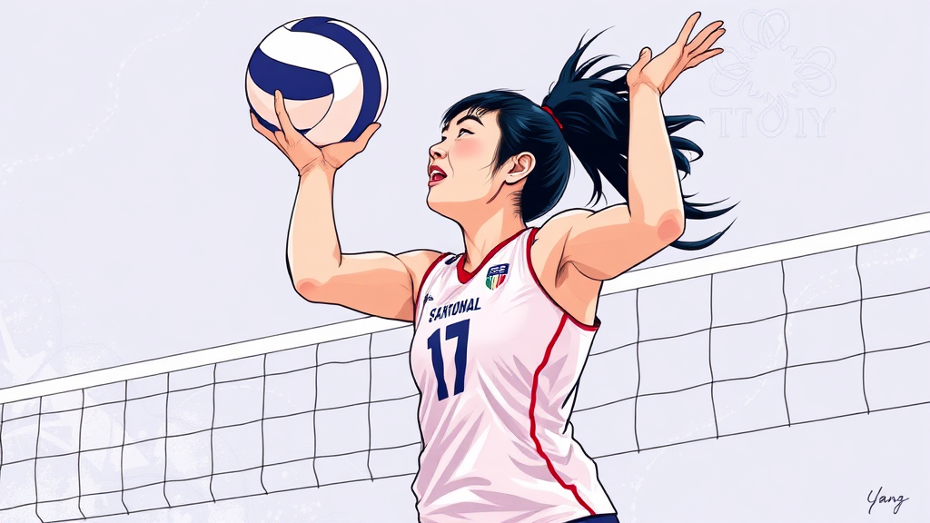 중앙을 지배하다: 국가대표 양효진의 헌신 (illustration 스타일)