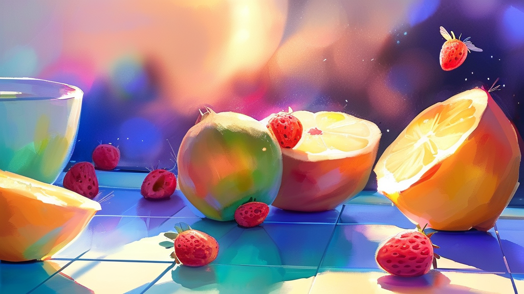 초파리 트랩 설치, 효과를 높이는 최적의 장소는? (watercolor 스타일)