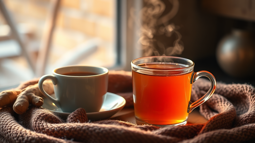 생강, 따뜻하게 기관지 보호 (realistic 스타일)