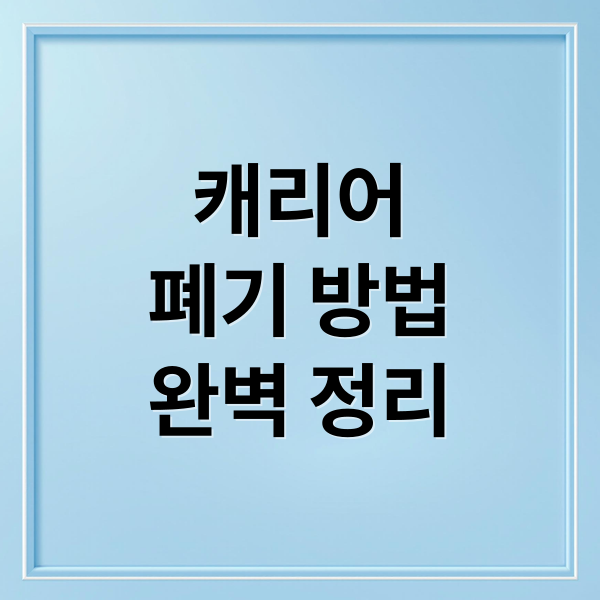 캐리어
폐기 방법
완벽 정리 (여행용 캐리어 폐기 방법)