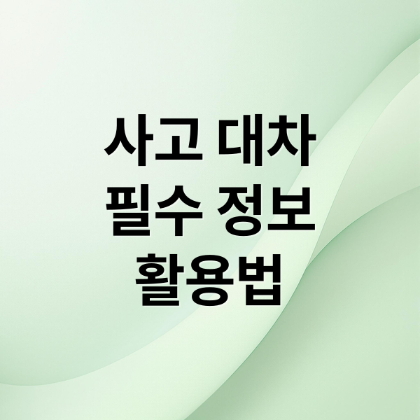 사고 대차
필수 정보
활용법 (사고 대차)