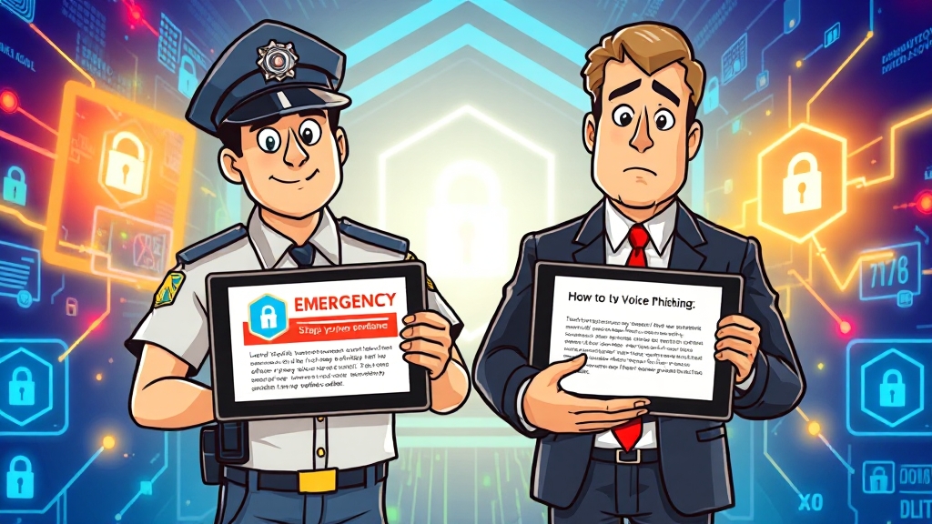 보이스피싱 신고 절차 (cartoon 스타일)